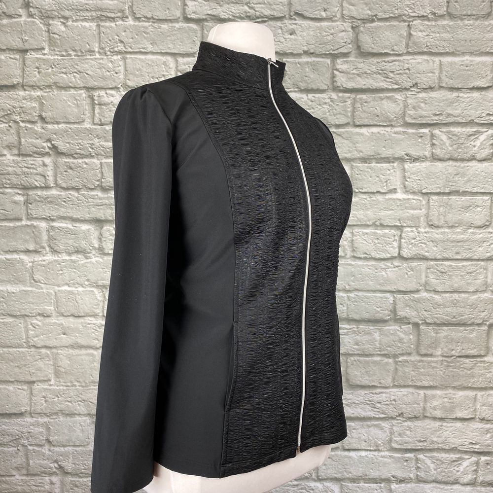 Chico's Black Crinkle Zipper Jacket - Picture 2 of 6